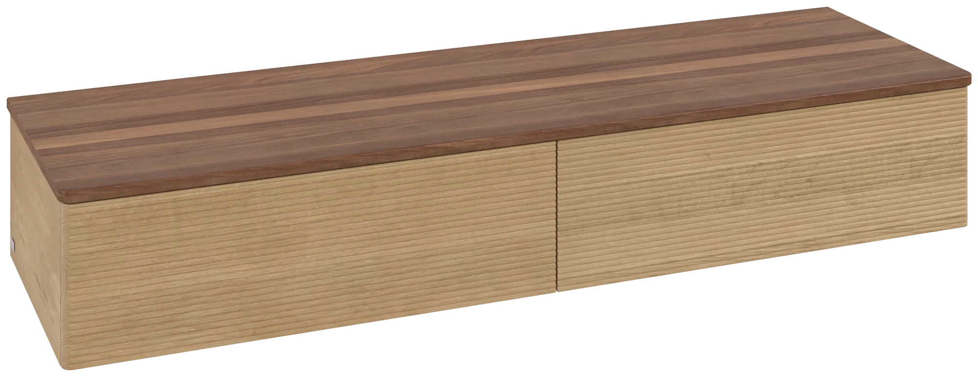 Bild von VILLEROY BOCH Antao Sideboard, 2 Auszüge, 1600 x 268 x 500 mm, Front mit Struktur, Honey Oak / Warm Walnut #K42102HN