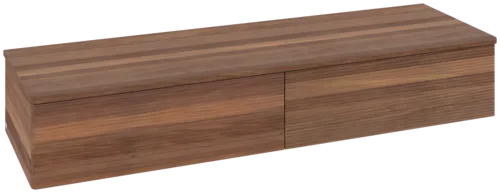 Bild von VILLEROY BOCH Antao Sideboard, 2 Auszüge, 1600 x 268 x 500 mm, Front mit Struktur, Warm Walnut / Warm Walnut #K42102HM