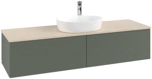 Bild von VILLEROY BOCH Antao Waschbeckenunterschrank, 2 Auszüge, 1600 x 360 x 500 mm, Front mit Struktur, Leaf Green Matt Lacquer / Botticino #K36153HL