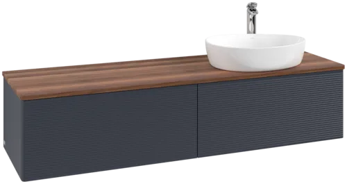 Bild von VILLEROY BOCH Antao Waschbeckenunterschrank, 2 Auszüge, 1600 x 360 x 500 mm, Front mit Struktur, Midnight Blue Matt Lacquer / Warm Walnut #K38152HG