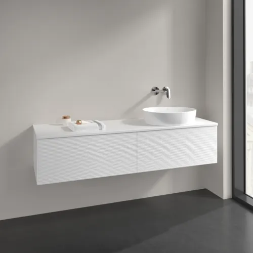 Bild von VILLEROY BOCH Antao Waschbeckenunterschrank, 2 Auszüge, 1600 x 360 x 500 mm, Front mit Struktur, White Matt Lacquer / White Matt Lacquer #K38110MT