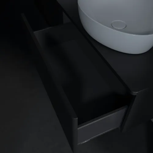 Bild von VILLEROY BOCH Antao Waschbeckenunterschrank, 2 Auszüge, 1600 x 360 x 500 mm, Front mit Struktur, Black Matt Lacquer / Black Matt Lacquer #K39150PD