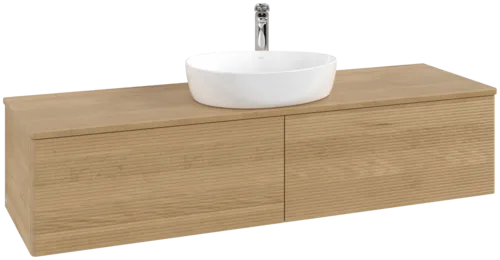 Bild von VILLEROY BOCH Antao Waschbeckenunterschrank, 2 Auszüge, 1600 x 360 x 500 mm, Front mit Struktur, Honey Oak / Honey Oak #K36151HN