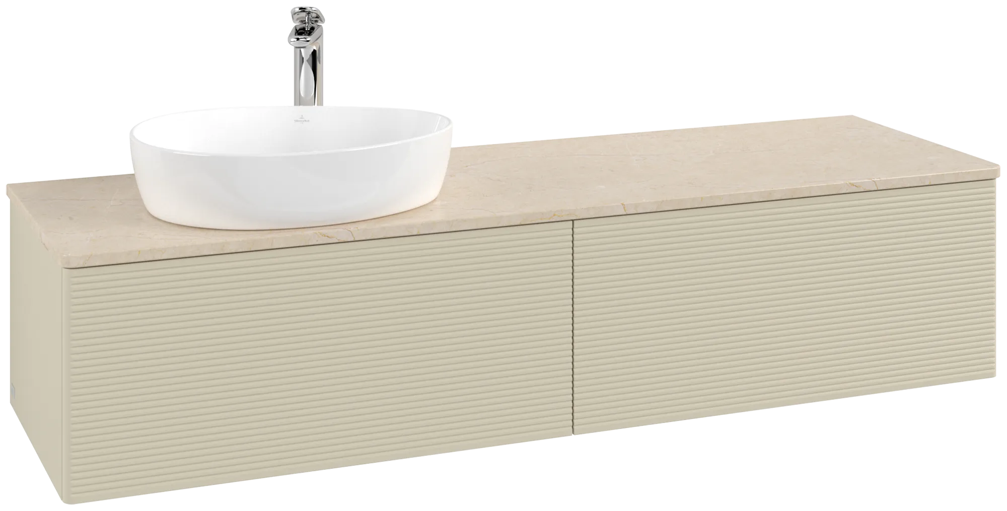 Bild von VILLEROY BOCH Antao Waschbeckenunterschrank, 2 Auszüge, 1600 x 360 x 500 mm, Front mit Struktur, Silk Grey Matt Lacquer / Botticino #K37153HJ