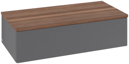 Bild von VILLEROY BOCH Antao Sideboard, 1 Auszug, 1000 x 268 x 500 mm, Front mit Struktur, Anthracite Matt Lacquer / Warm Walnut #K40102GK