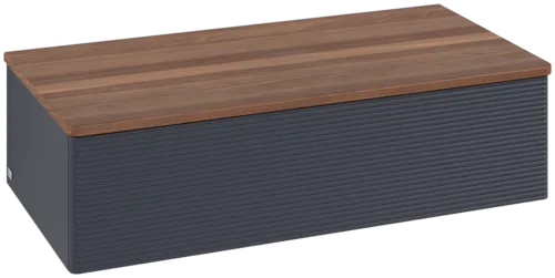 Bild von VILLEROY BOCH Antao Sideboard, 1 Auszug, 1000 x 268 x 500 mm, Front mit Struktur, Midnight Blue Matt Lacquer / Warm Walnut #K40102HG