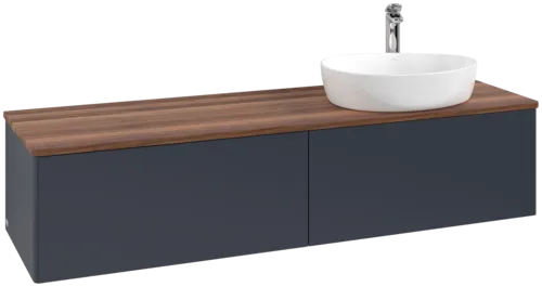Bild von VILLEROY BOCH Antao Waschbeckenunterschrank, 2 Auszüge, 1600 x 360 x 500 mm, Front ohne Struktur, Midnight Blue Matt Lacquer / Warm Walnut #K38052HG