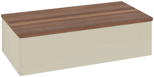 Picture of VILLEROY BOCH Antao Sideboard, 1 pull-out compartment, 1000 x 268 x 500 mm, Front without structure, Silk Grey Matt Lacquer / Warm Walnut #K40002HJ