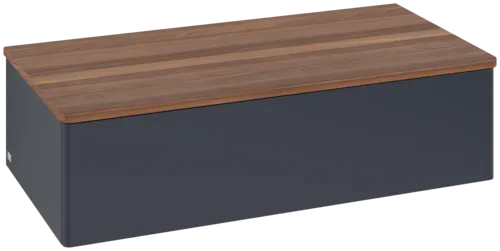 Picture of VILLEROY BOCH Antao Sideboard, 1 pull-out compartment, 1000 x 268 x 500 mm, Front without structure, Midnight Blue Matt Lacquer / Warm Walnut #K40002HG