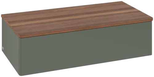 Picture of VILLEROY BOCH Antao Sideboard, 1 pull-out compartment, 1000 x 268 x 500 mm, Front without structure, Leaf Green Matt Lacquer / Warm Walnut #K40002HL