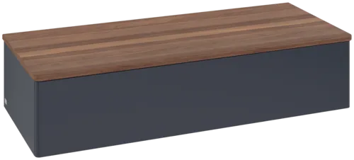 Bild von VILLEROY BOCH Antao Sideboard, 1 Auszug, 1200 x 268 x 500 mm, Front ohne Struktur, Midnight Blue Matt Lacquer / Warm Walnut #K41002HG