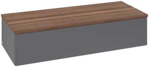 Bild von VILLEROY BOCH Antao Sideboard, 1 Auszug, 1200 x 268 x 500 mm, Front ohne Struktur, Anthracite Matt Lacquer / Warm Walnut #K41002GK