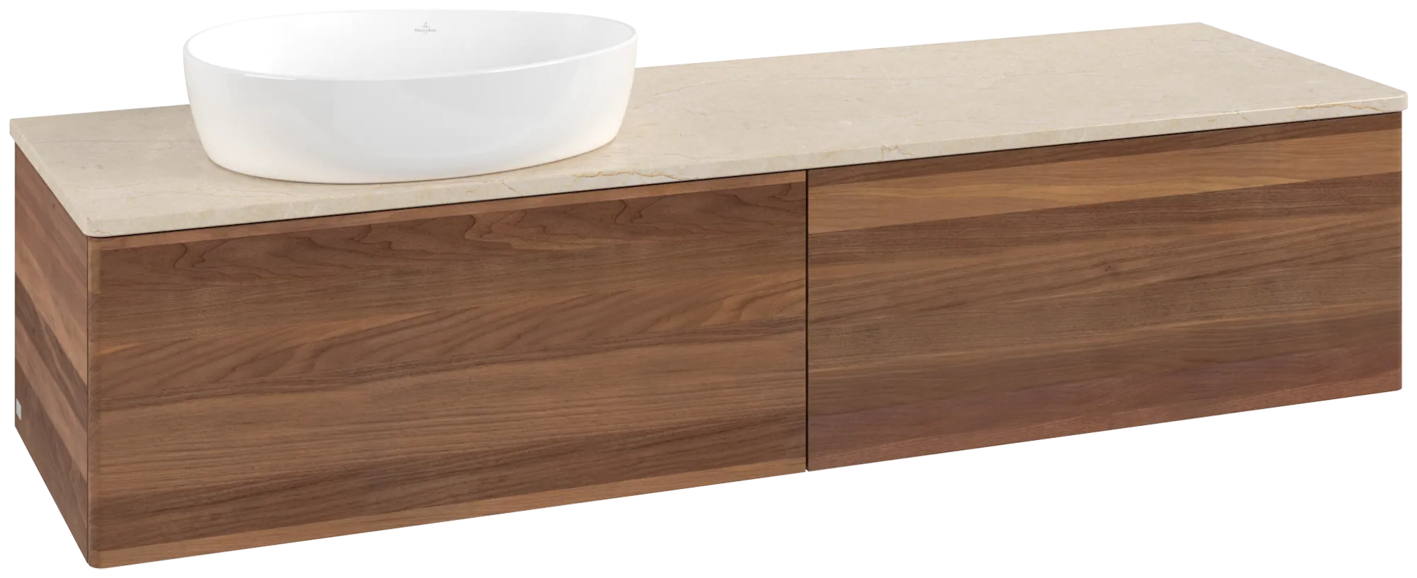 Obrázek VILLEROY BOCH Antao Vanity unit, 2 pull-out compartments, 1600 x 360 x 500 mm, Front without structure, Warm Walnut / Botticino #K37013HM