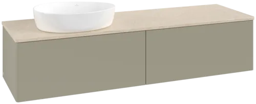 Bild von VILLEROY BOCH Antao Waschbeckenunterschrank, 2 Auszüge, 1600 x 360 x 500 mm, Front ohne Struktur, Stone Grey Matt Lacquer / Botticino #K37013HK