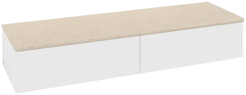 Bild von VILLEROY BOCH Antao Sideboard, 2 Auszüge, 1600 x 268 x 500 mm, Front ohne Struktur, White Matt Lacquer / Botticino #K42003MT