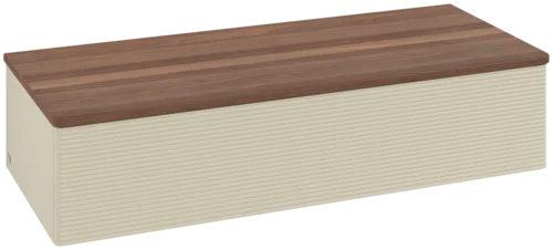 Bild von VILLEROY BOCH Antao Sideboard, 1 Auszug, 1200 x 268 x 500 mm, Front mit Struktur, Silk Grey Matt Lacquer / Warm Walnut #K41102HJ