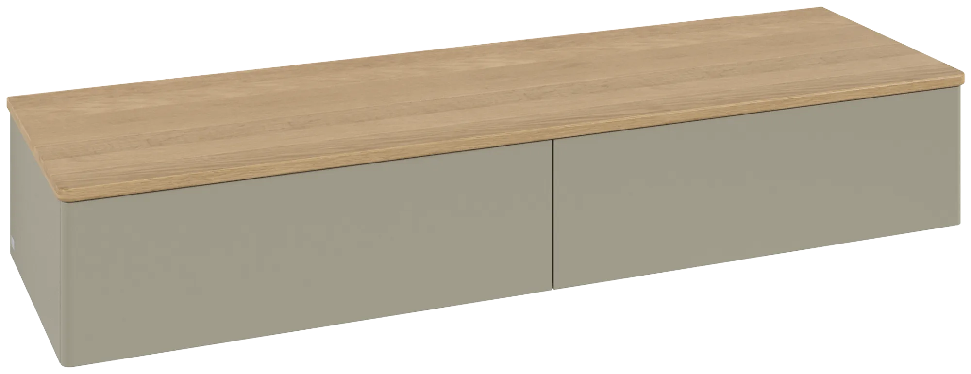 Bild von VILLEROY BOCH Antao Sideboard, 2 Auszüge, 1600 x 268 x 500 mm, Front ohne Struktur, Stone Grey Matt Lacquer / Honey Oak #K42001HK