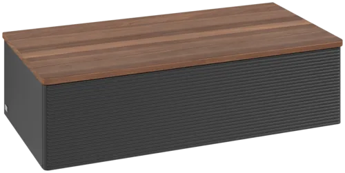 Bild von VILLEROY BOCH Antao Sideboard, 1 Auszug, 1000 x 268 x 500 mm, Front mit Struktur, Black Matt Lacquer / Warm Walnut #K40102PD