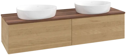 Bild von VILLEROY BOCH Antao Waschbeckenunterschrank, 2 Auszüge, 1600 x 360 x 500 mm, Front mit Struktur, Honey Oak / Warm Walnut #K39112HN