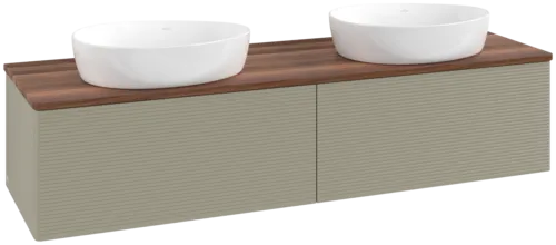 Obrázek VILLEROY BOCH Antao Vanity unit, 2 pull-out compartments, 1600 x 360 x 500 mm, Front with grain texture, Stone Grey Matt Lacquer / Warm Walnut #K39112HK