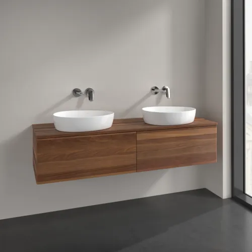 Bild von VILLEROY BOCH Antao Waschbeckenunterschrank, 2 Auszüge, 1600 x 360 x 500 mm, Front ohne Struktur, Warm Walnut / Warm Walnut #K39012HM