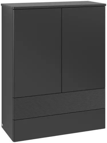 Bild von VILLEROY BOCH Antao Highboard, 2 Türen, 814 x 1039 x 356 mm, Front mit Struktur, Black Matt Lacquer / Black Matt Lacquer #K47100PD