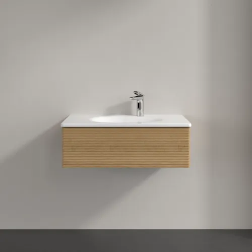 Bild von VILLEROY BOCH Antao Waschbeckenunterschrank, mit Beleuchtung, 1 Auszug, 788 x 256 x 496 mm, Front mit Struktur, Honey Oak #L01100HN