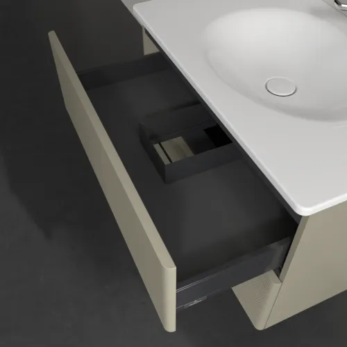 Obrázek VILLEROY BOCH Antao Vanity unit, with lighting, 2 pull-out compartments, 788 x 504 x 496 mm, Front with grain texture, Stone Grey Matt Lacquer #L04100HK