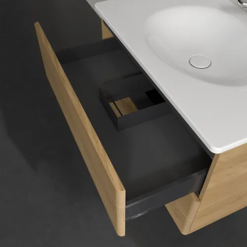 Bild von VILLEROY BOCH Antao Waschbeckenunterschrank, mit Beleuchtung, 2 Auszüge, 788 x 504 x 496 mm, Front ohne Struktur, Honey Oak #L04000HN