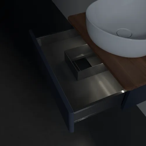 Obrázek VILLEROY BOCH Antao Vanity unit, with lighting, 1 pull-out compartment, 600 x 190 x 500 mm, Front without structure, Midnight Blue Matt Lacquer / Warm Walnut #L07052HG