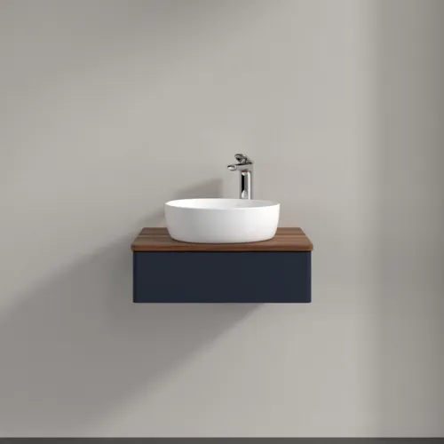 Obrázek VILLEROY BOCH Antao Vanity unit, with lighting, 1 pull-out compartment, 600 x 190 x 500 mm, Front without structure, Midnight Blue Matt Lacquer / Warm Walnut #L07052HG