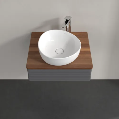 Bild von VILLEROY BOCH Antao Waschbeckenunterschrank, mit Beleuchtung, 1 Auszug, 600 x 190 x 500 mm, Front mit Struktur, Anthracite Matt Lacquer / Warm Walnut #L07152GK