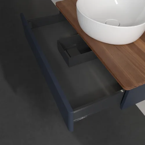 Bild von VILLEROY BOCH Antao Waschbeckenunterschrank, mit Beleuchtung, 1 Auszug, 800 x 190 x 500 mm, Front ohne Struktur, Midnight Blue Matt Lacquer / Warm Walnut #L08052HG