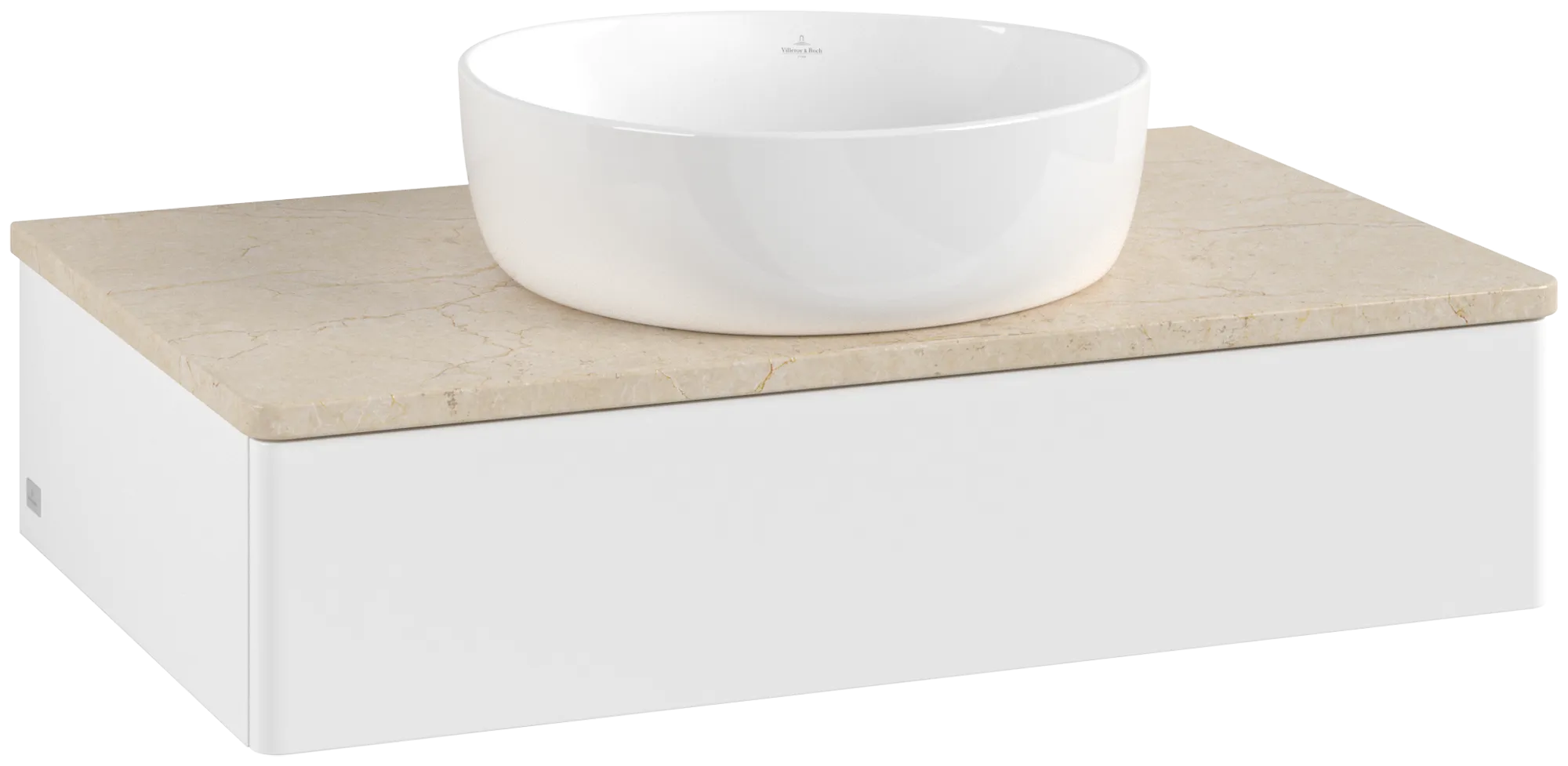 Obrázek VILLEROY BOCH Antao Vanity unit, with lighting, 1 pull-out compartment, 800 x 190 x 500 mm, Front without structure, White Matt Lacquer / Botticino #L08013MT