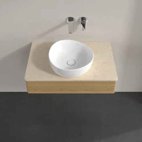 Picture of VILLEROY BOCH Antao Vanity unit, with lighting, 1 pull-out compartment, 800 x 190 x 500 mm, Front without structure, Honey Oak / Botticino #L08013HN