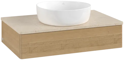 Bild von VILLEROY BOCH Antao Waschbeckenunterschrank, mit Beleuchtung, 1 Auszug, 800 x 190 x 500 mm, Front ohne Struktur, Honey Oak / Botticino #L08013HN