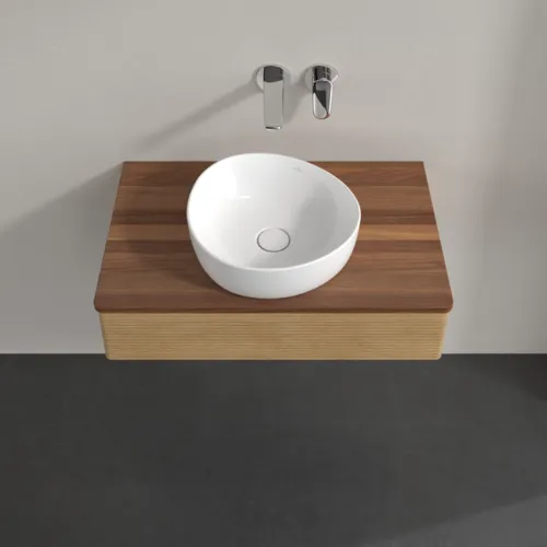 Bild von VILLEROY BOCH Antao Waschbeckenunterschrank, mit Beleuchtung, 1 Auszug, 800 x 190 x 500 mm, Front mit Struktur, Honey Oak / Warm Walnut #L08112HN