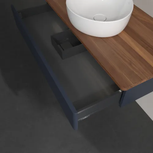 Bild von VILLEROY BOCH Antao Waschbeckenunterschrank, mit Beleuchtung, 1 Auszug, 1000 x 190 x 500 mm, Front ohne Struktur, Midnight Blue Matt Lacquer / Warm Walnut #L09012HG