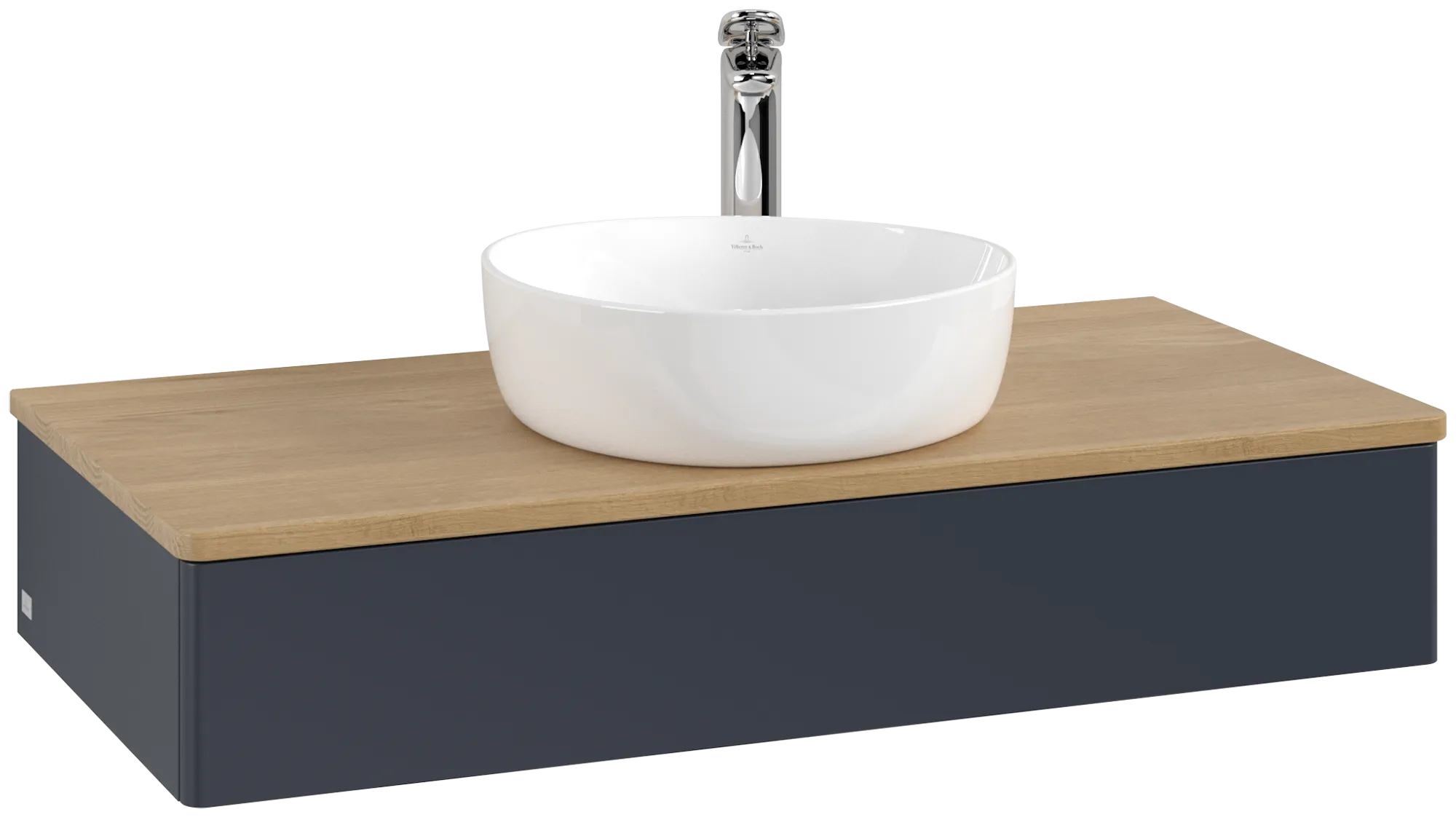 Bild von VILLEROY BOCH Antao Waschbeckenunterschrank, mit Beleuchtung, 1 Auszug, 1000 x 190 x 500 mm, Front ohne Struktur, Midnight Blue Matt Lacquer / Honey Oak #L09051HG