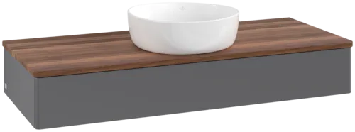Bild von VILLEROY BOCH Antao Waschbeckenunterschrank, mit Beleuchtung, 1 Auszug, 1200 x 190 x 500 mm, Front ohne Struktur, Anthracite Matt Lacquer / Warm Walnut #L10012GK
