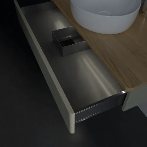 Obrázek VILLEROY BOCH Antao Vanity unit, with lighting, 1 pull-out compartment, 1000 x 190 x 500 mm, Front with grain texture, Stone Grey Matt Lacquer / Honey Oak #L09151HK