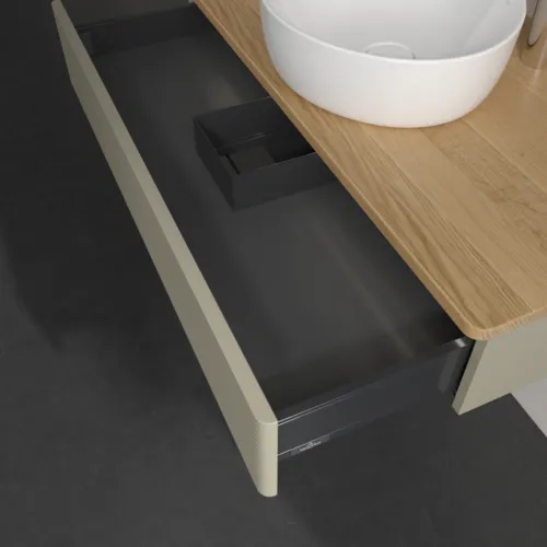 Obrázek VILLEROY BOCH Antao Vanity unit, with lighting, 1 pull-out compartment, 1000 x 190 x 500 mm, Front with grain texture, Stone Grey Matt Lacquer / Honey Oak #L09151HK