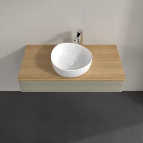 Obrázek VILLEROY BOCH Antao Vanity unit, with lighting, 1 pull-out compartment, 1000 x 190 x 500 mm, Front with grain texture, Stone Grey Matt Lacquer / Honey Oak #L09151HK