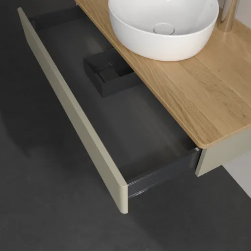 Obrázek VILLEROY BOCH Antao Vanity unit, with lighting, 1 pull-out compartment, 1000 x 190 x 500 mm, Front with grain texture, Stone Grey Matt Lacquer / Honey Oak #L09151HK
