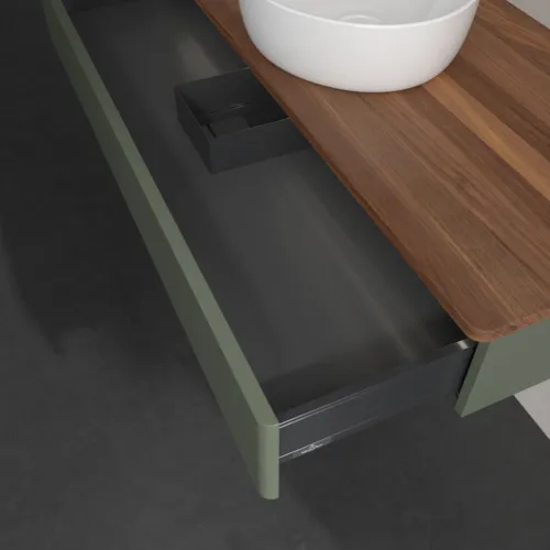 Bild von VILLEROY BOCH Antao Waschbeckenunterschrank, mit Beleuchtung, 1 Auszug, 1200 x 190 x 500 mm, Front ohne Struktur, Leaf Green Matt Lacquer / Warm Walnut #L10012HL