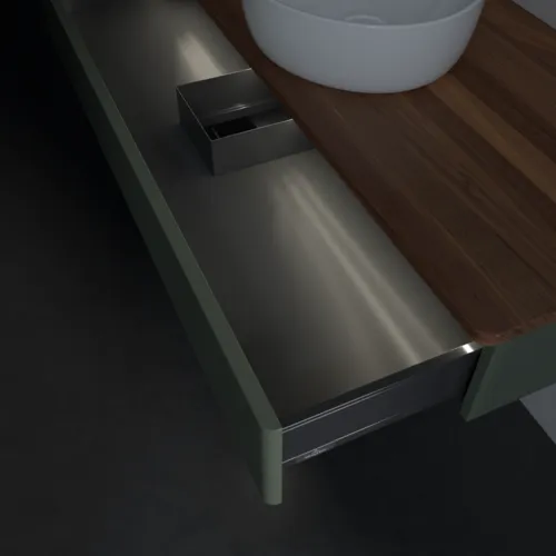 Bild von VILLEROY BOCH Antao Waschbeckenunterschrank, mit Beleuchtung, 1 Auszug, 1200 x 190 x 500 mm, Front ohne Struktur, Leaf Green Matt Lacquer / Warm Walnut #L10012HL