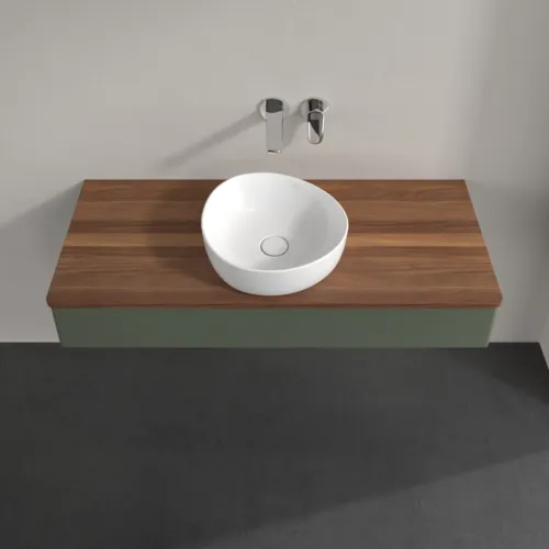 Bild von VILLEROY BOCH Antao Waschbeckenunterschrank, mit Beleuchtung, 1 Auszug, 1200 x 190 x 500 mm, Front ohne Struktur, Leaf Green Matt Lacquer / Warm Walnut #L10012HL