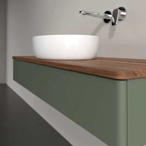 Bild von VILLEROY BOCH Antao Waschbeckenunterschrank, mit Beleuchtung, 1 Auszug, 1200 x 190 x 500 mm, Front ohne Struktur, Leaf Green Matt Lacquer / Warm Walnut #L10012HL