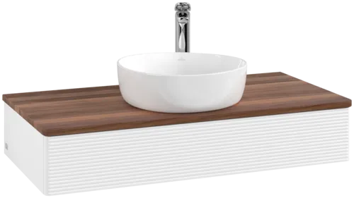 Bild von VILLEROY BOCH Antao Waschbeckenunterschrank, mit Beleuchtung, 1 Auszug, 1000 x 190 x 500 mm, Front mit Struktur, White Matt Lacquer / Warm Walnut #L09152MT