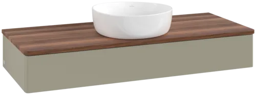Bild von VILLEROY BOCH Antao Waschbeckenunterschrank, mit Beleuchtung, 1 Auszug, 1200 x 190 x 500 mm, Front ohne Struktur, Stone Grey Matt Lacquer / Warm Walnut #L10012HK